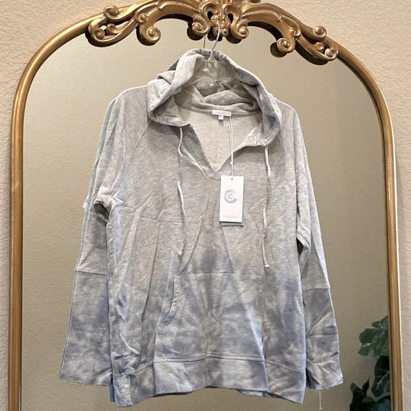 Johnny Was Calme Tie-dye Hoodie V-neck Pullover Size L - Picture 4 of 8